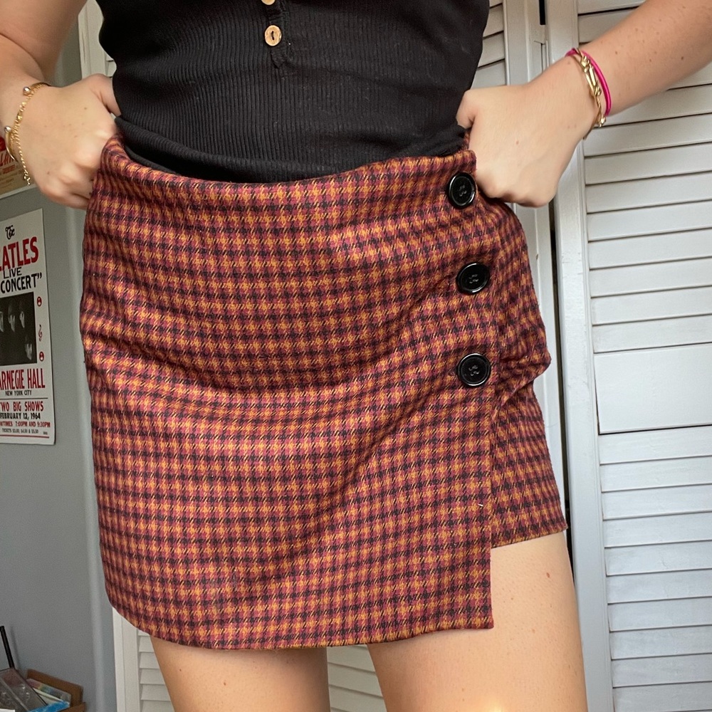 Plaid mini skirt gingham Wrap Skirt Skort